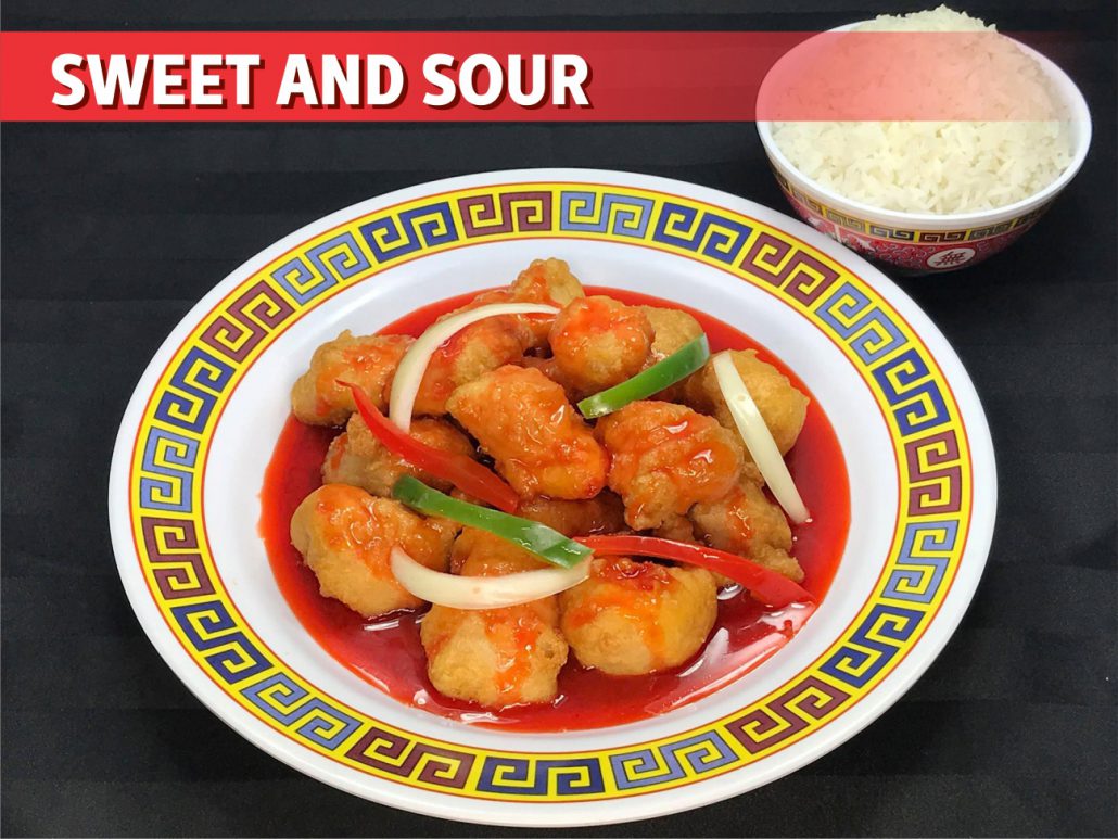 Crispy Chicken or Pork with our Wok-n-Roll Sweet-n-Sour Sauce. 